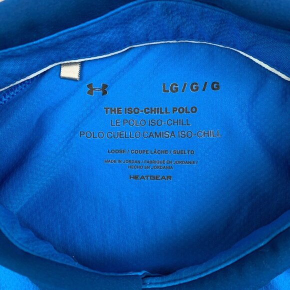 Under Armour Mens Shirt Large Blue Iso-Chill Polo Loose HeatGear Nylon Spandex - Picture 4 of 9